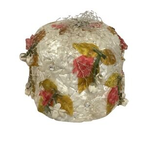 Vintage 50s Amy New York Floral Cellophane Hat Garden Party Spring Chic‎